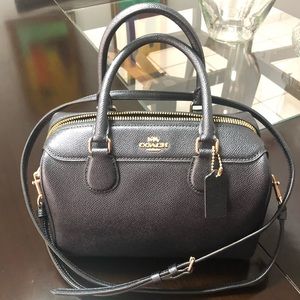 Coach Navy Blue Metallic Finish Crossbody Bag